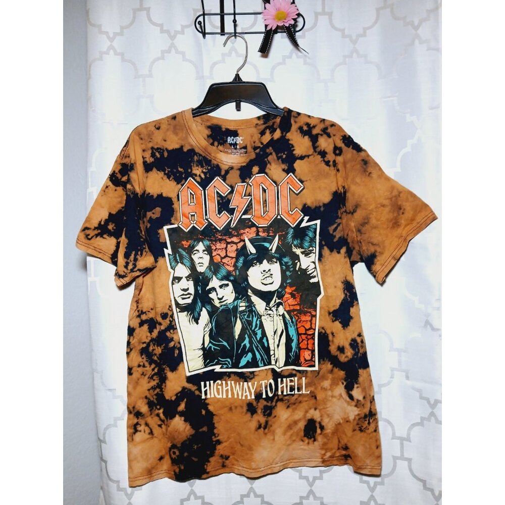 AC/DC Men's Officially Licensed Highway To Hell Tie Dye Mens Large Rock T-Shirt